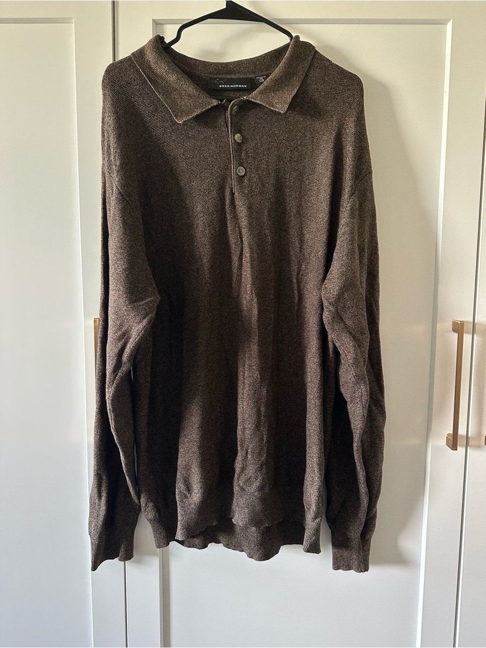 Greg Norman Collection Brown Heather Knit Polo